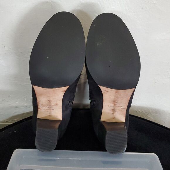 Cole Haan Black Suede Ankle Boots with Buckle Detail - Picture 12 of 14